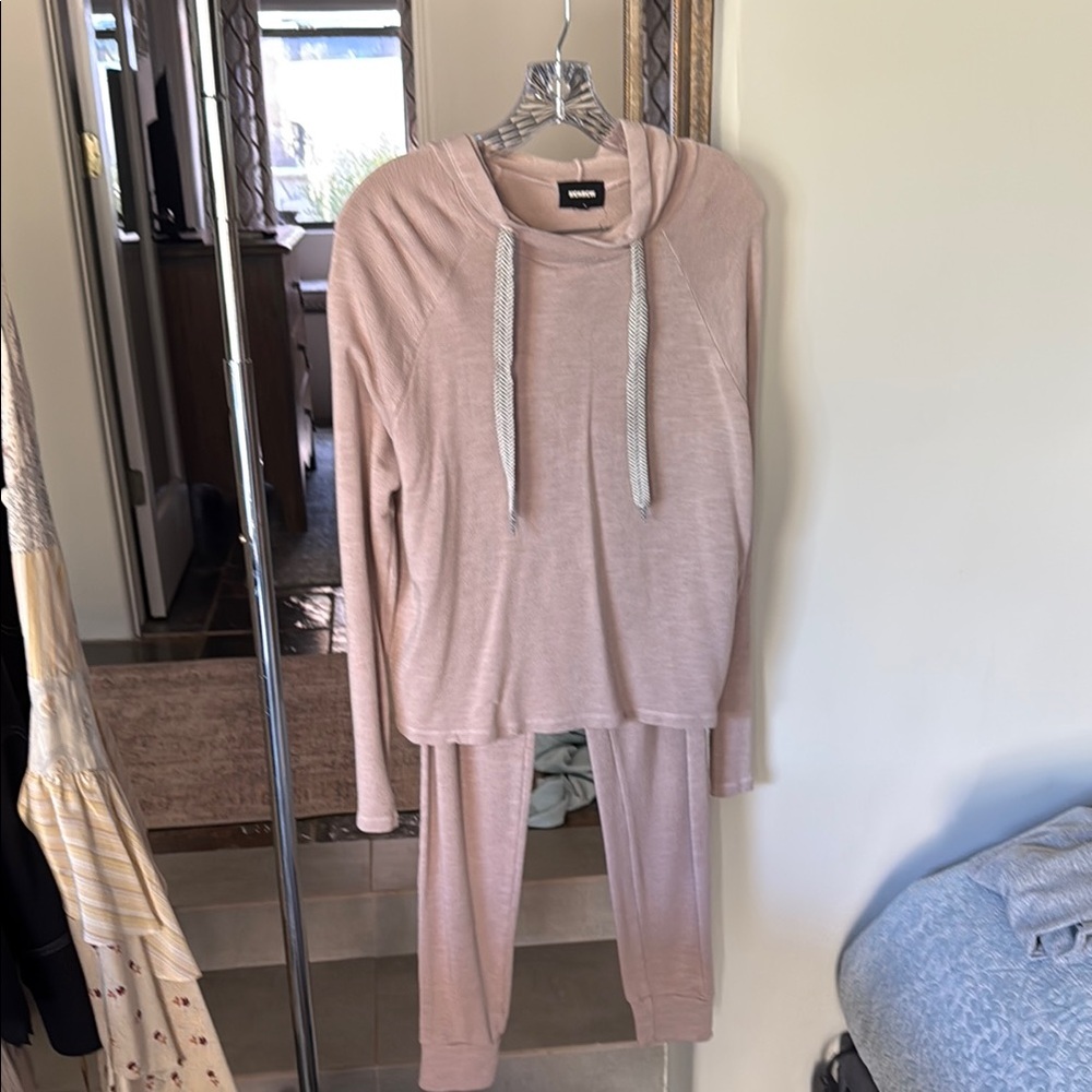 Monrow Beige  2 piece hoodie and jogger set.